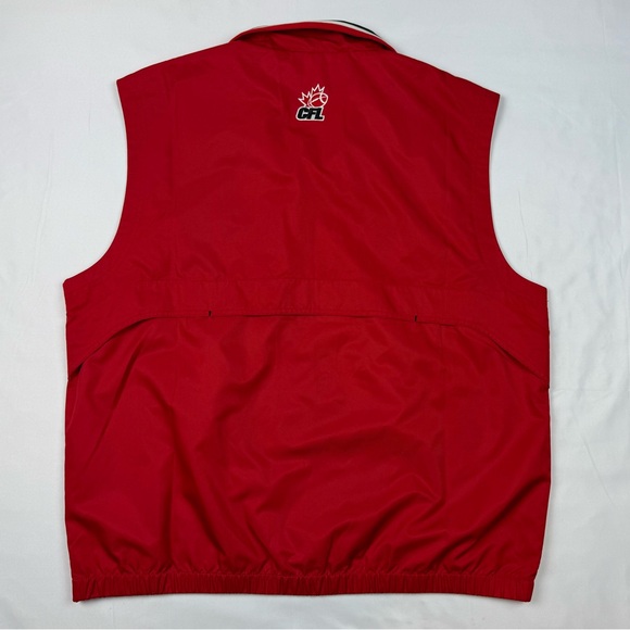 Reebok CFL Calgary Stampeders Mens Vest Sz Large Full Zip Embroidered Red EUC C3 - Picture 2 of 7